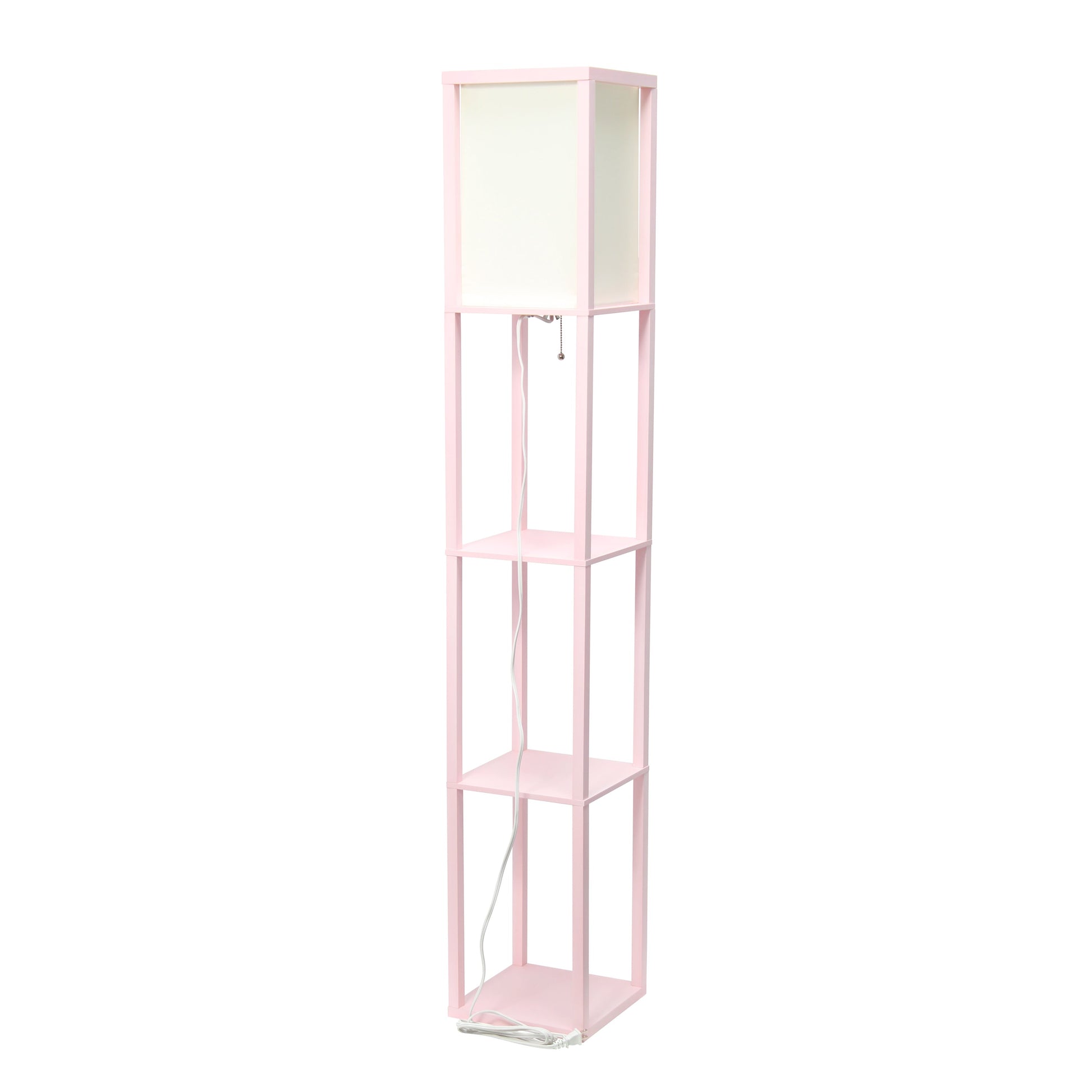 All The Rages Lalia Home Light Pink Column Shelf Floor Lamp With A Linen Shade