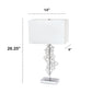 All The Rages Lalia Home Lumiluxxe 26" Tall Contemporary Crystal Glitz & Chrome Glam Table Lamp With White Fabric Rectangular Shade