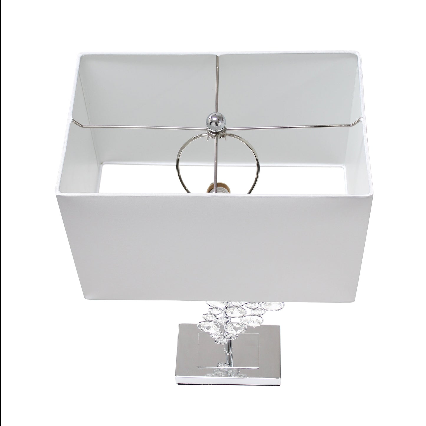 All The Rages Lalia Home Lumiluxxe 26" Tall Contemporary Crystal Glitz & Chrome Glam Table Lamp With White Fabric Rectangular Shade