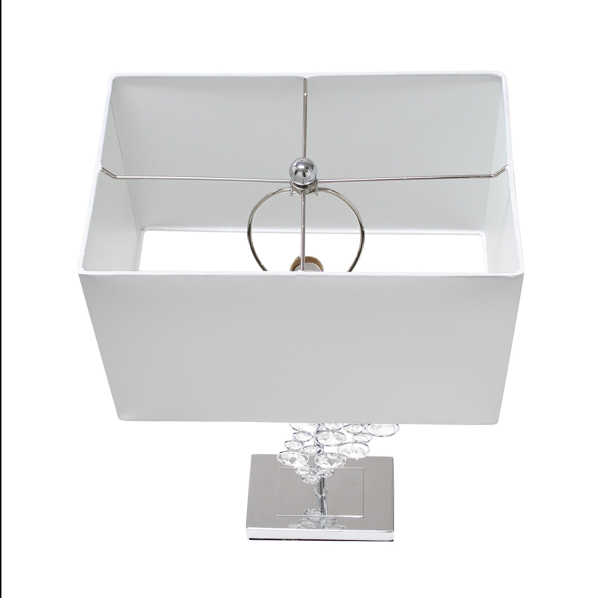 All The Rages Lalia Home Lumiluxxe 26" Tall Contemporary Crystal Glitz & Chrome Glam Table Lamp With White Fabric Rectangular Shade