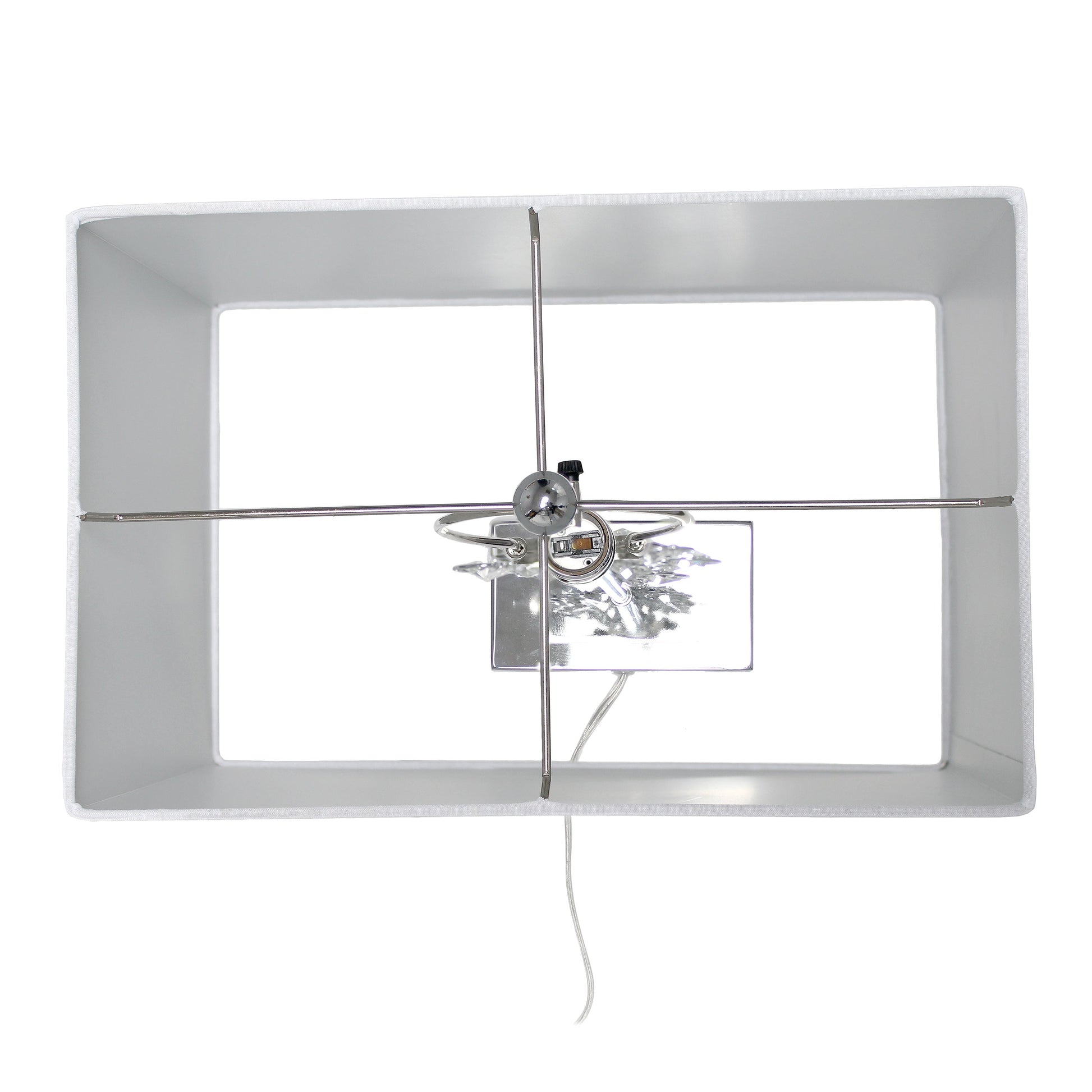 All The Rages Lalia Home Lumiluxxe 26" Tall Contemporary Crystal Glitz & Chrome Glam Table Lamp With White Fabric Rectangular Shade