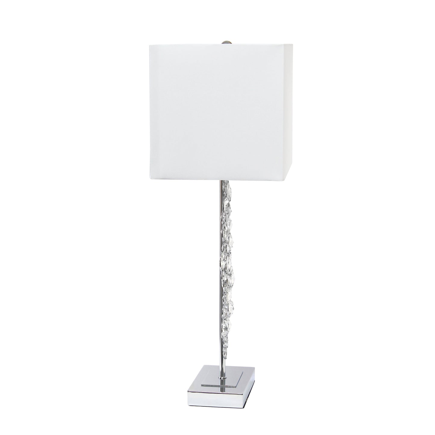 All The Rages Lalia Home Lumiluxxe 26" Tall Contemporary Crystal Glitz & Chrome Glam Table Lamp With White Fabric Rectangular Shade