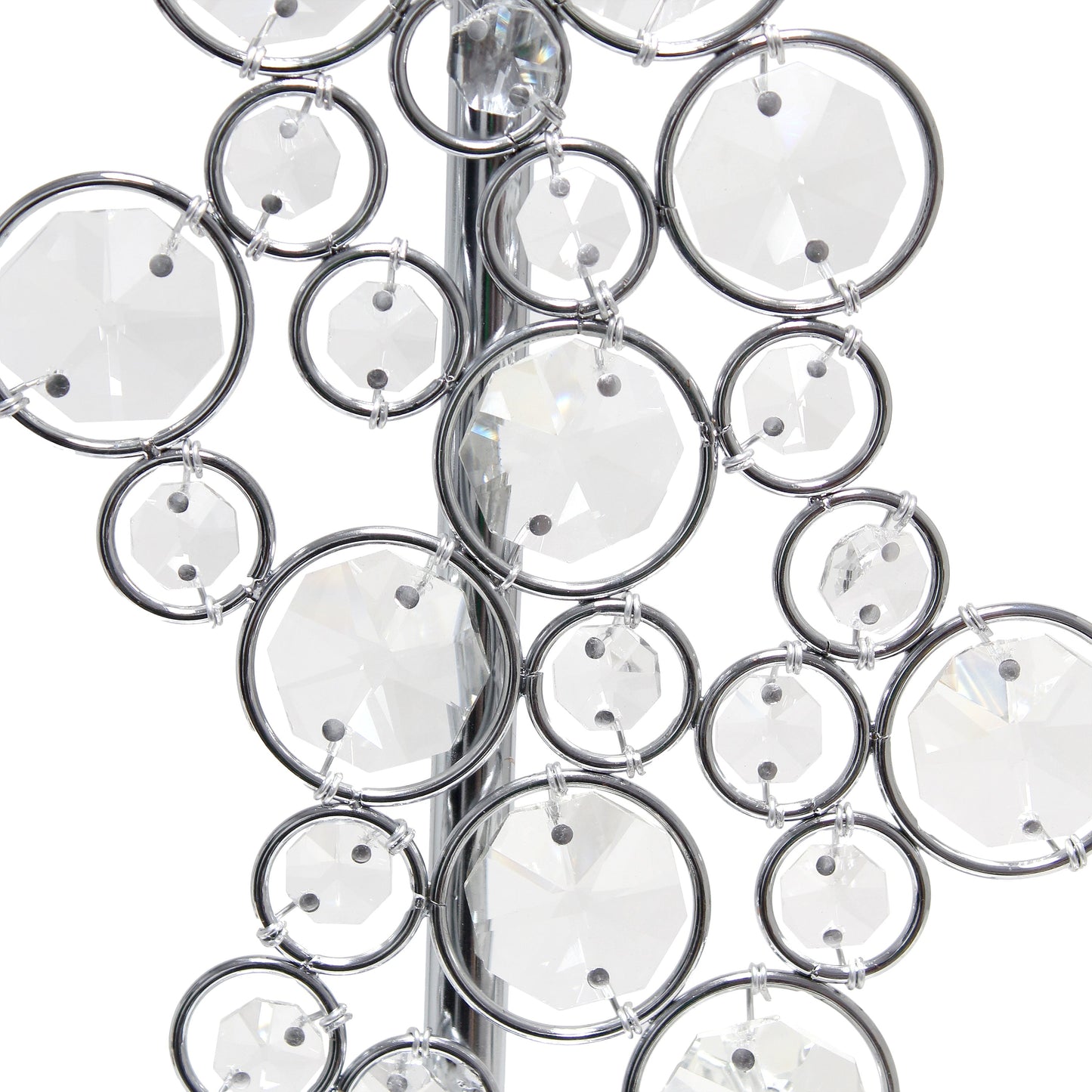 All The Rages Lalia Home Lumiluxxe 26" Tall Contemporary Crystal Glitz & Chrome Glam Table Lamp With White Fabric Rectangular Shade