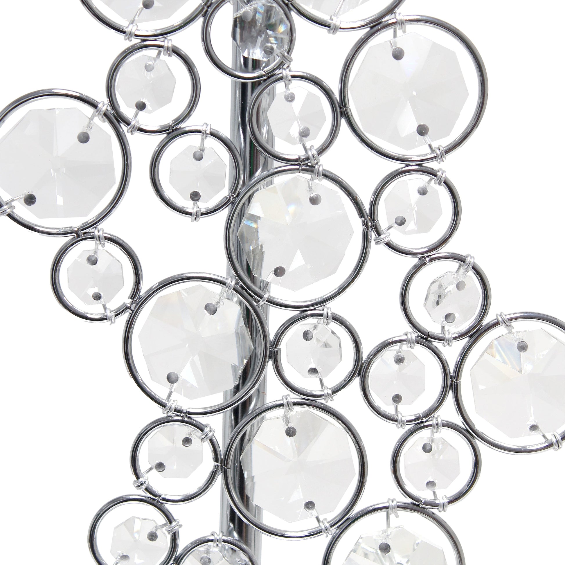 All The Rages Lalia Home Lumiluxxe 26" Tall Contemporary Crystal Glitz & Chrome Glam Table Lamp With White Fabric Rectangular Shade
