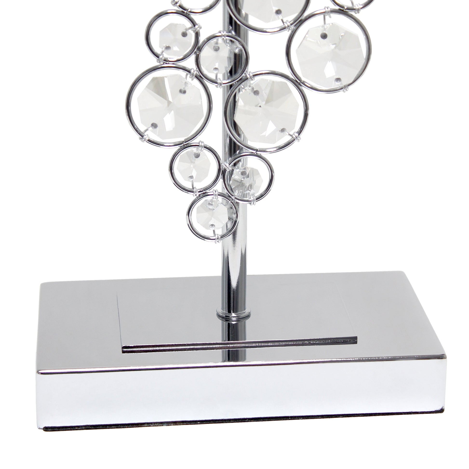 All The Rages Lalia Home Lumiluxxe 26" Tall Contemporary Crystal Glitz & Chrome Glam Table Lamp With White Fabric Rectangular Shade