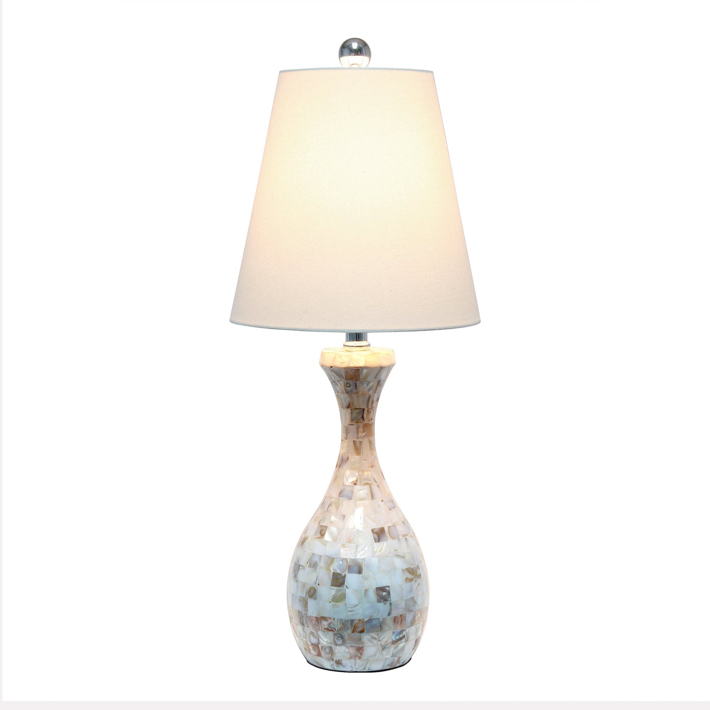 All The Rages Lalia Home Malibu Curved Mosaic Seashell Table Lamp With Chrome Accents