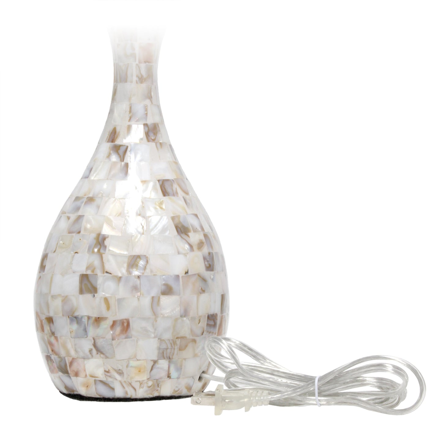 All The Rages Lalia Home Malibu Curved Mosaic Seashell Table Lamp With Chrome Accents