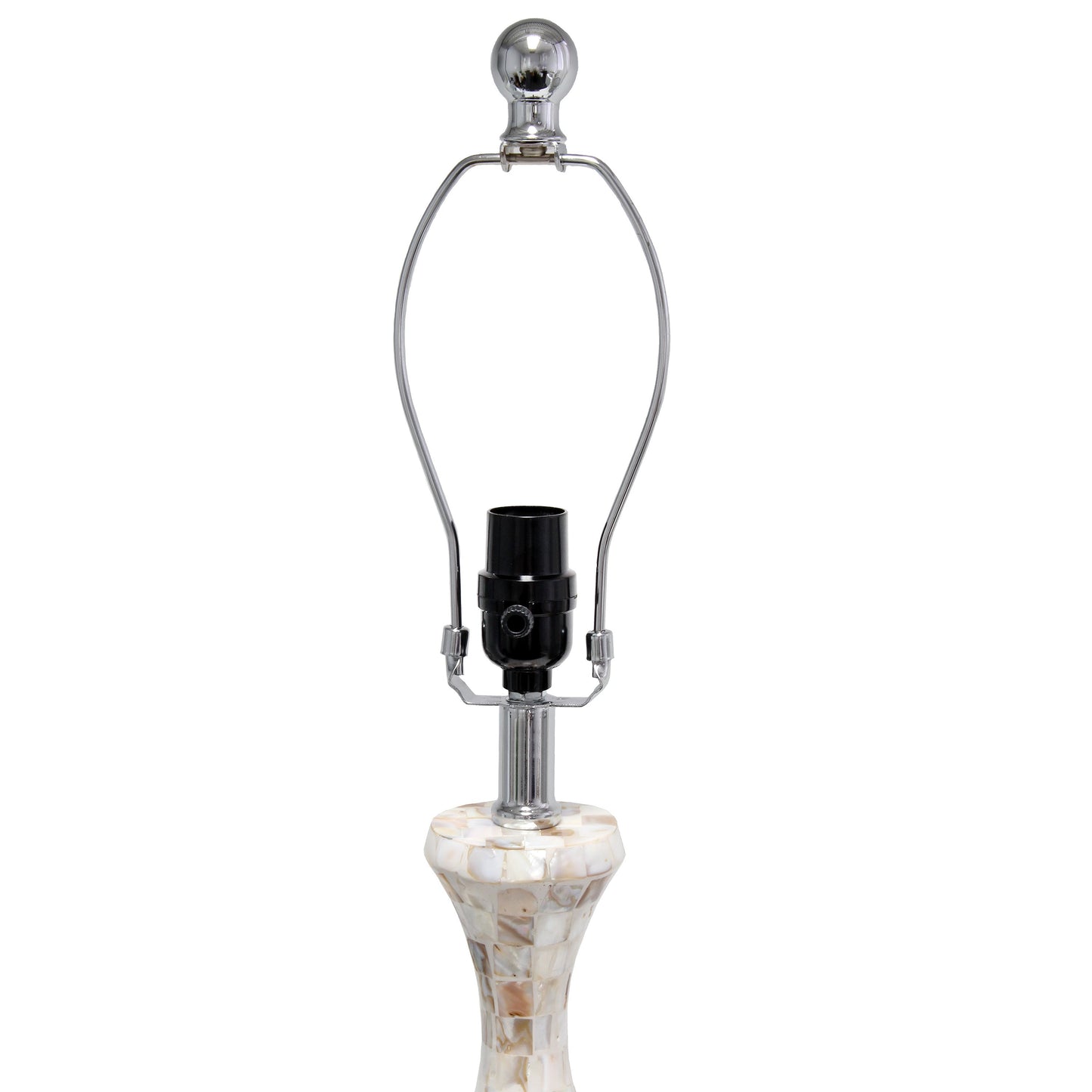 All The Rages Lalia Home Malibu Curved Mosaic Seashell Table Lamp With Chrome Accents