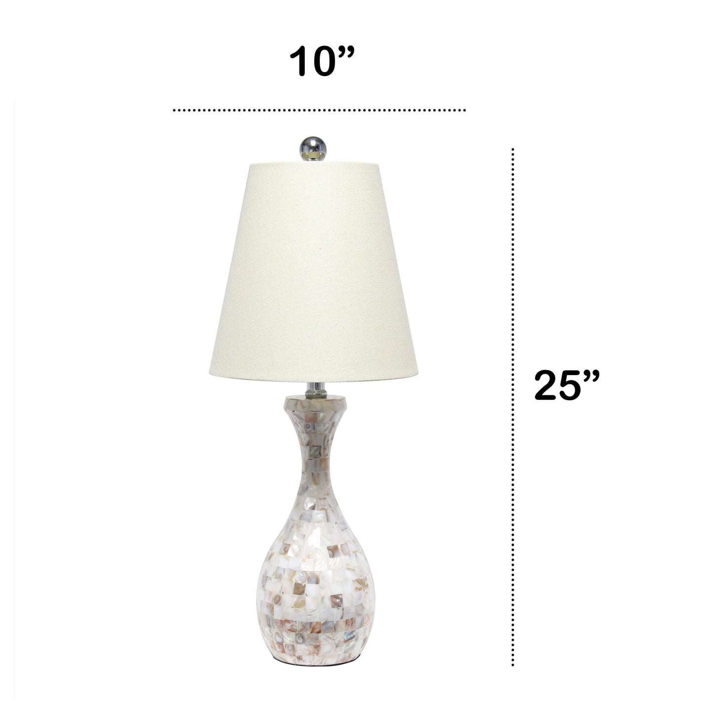 All The Rages Lalia Home Malibu Curved Mosaic Seashell Table Lamp With Chrome Accents