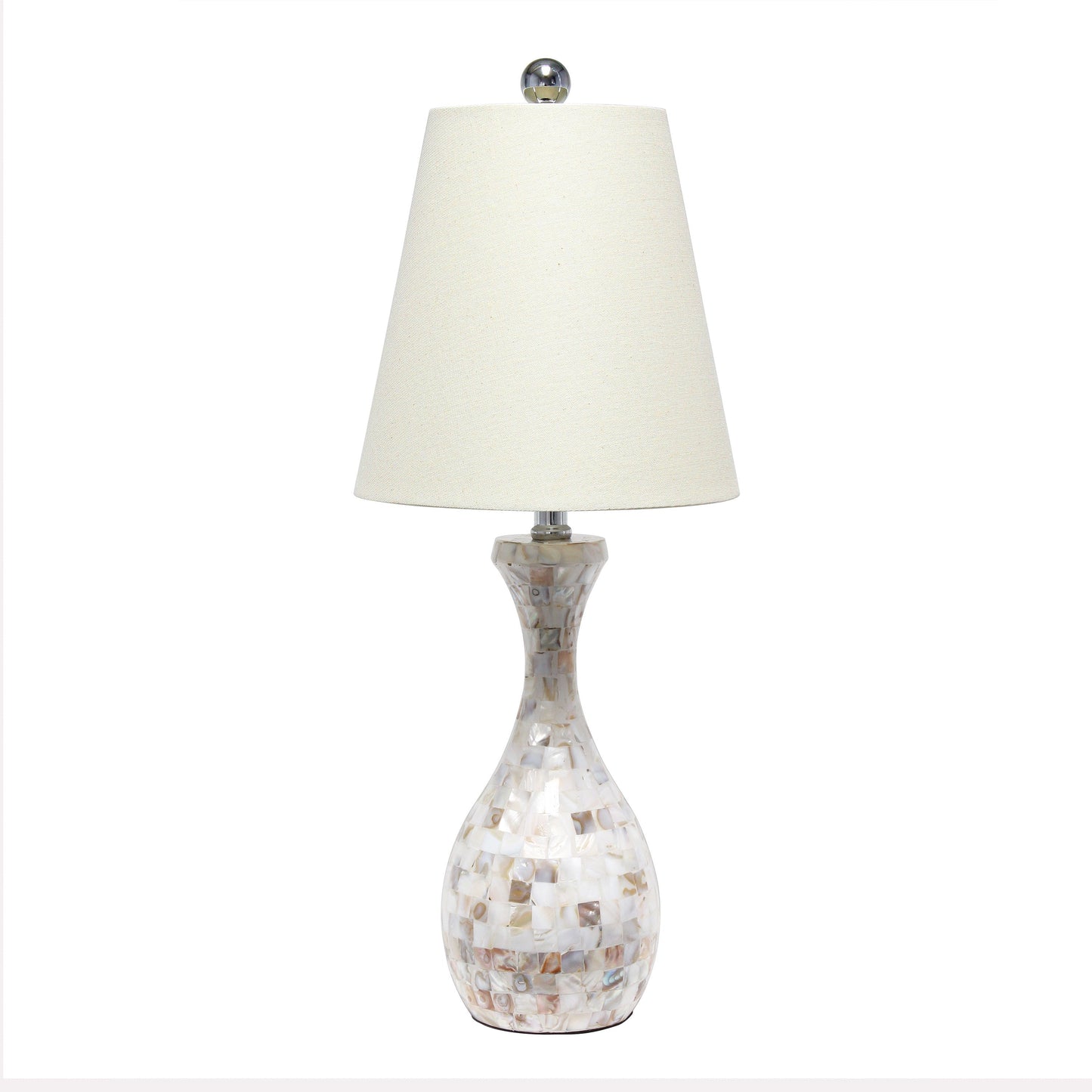 All The Rages Lalia Home Malibu Curved Mosaic Seashell Table Lamp With Chrome Accents