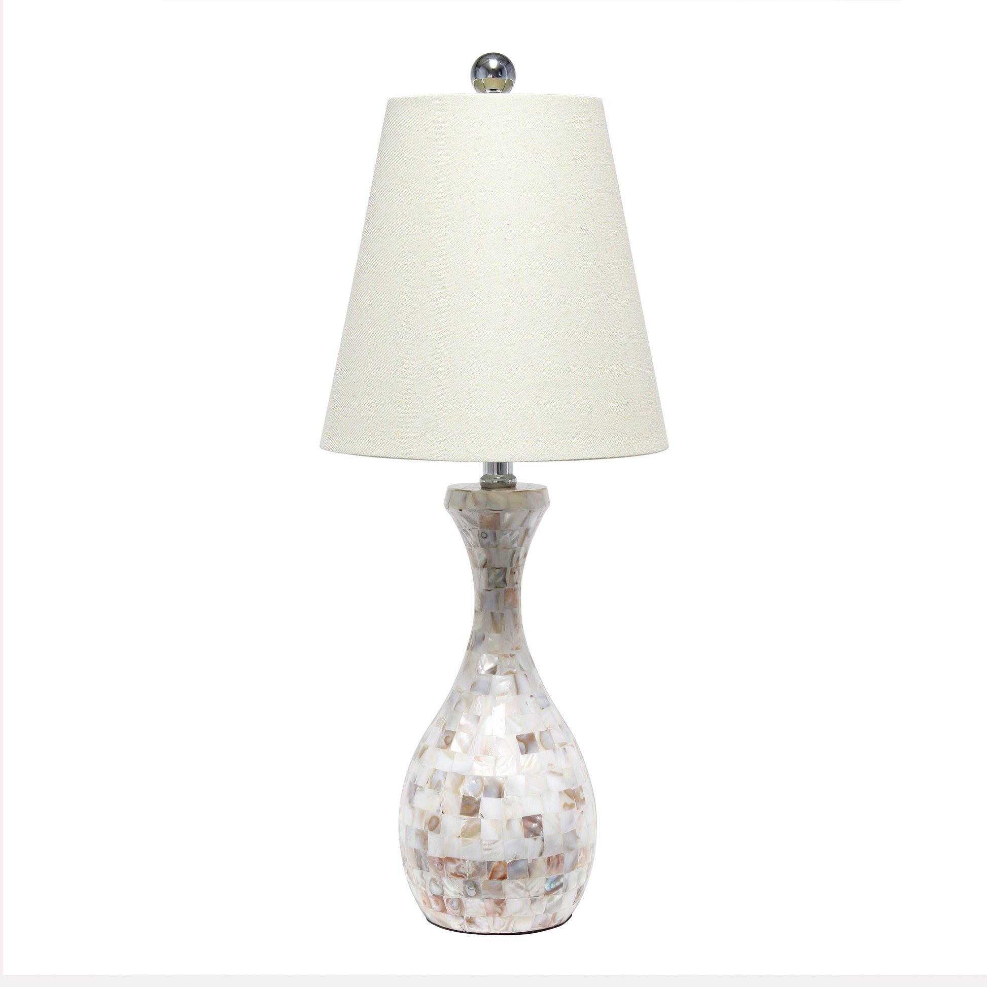 All The Rages Lalia Home Malibu Curved Mosaic Seashell Table Lamp With Chrome Accents