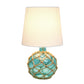 All The Rages Lalia Home Maritime 15" Aqua Coastal Fisherman's Shoreside Colored Glass Rope Table Lamp With White Fabric Empire Shade