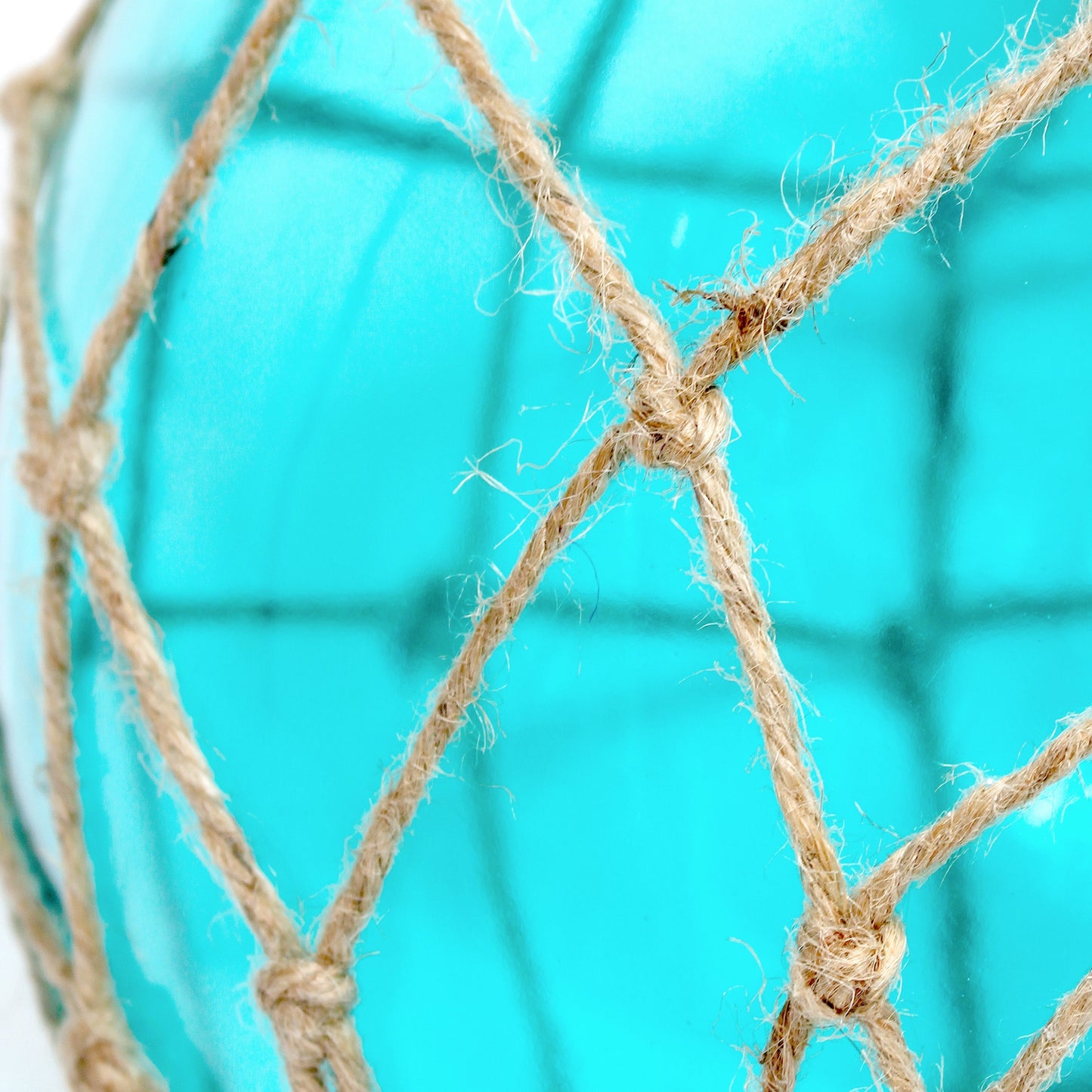 All The Rages Lalia Home Maritime 15" Aqua Coastal Fisherman's Shoreside Colored Glass Rope Table Lamp With White Fabric Empire Shade
