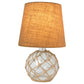 All The Rages Lalia Home Maritime 15" Clear Coastal Fisherman's Shoreside Colored Glass Rope Table Lamp With Burlap Fabric Empire Shade