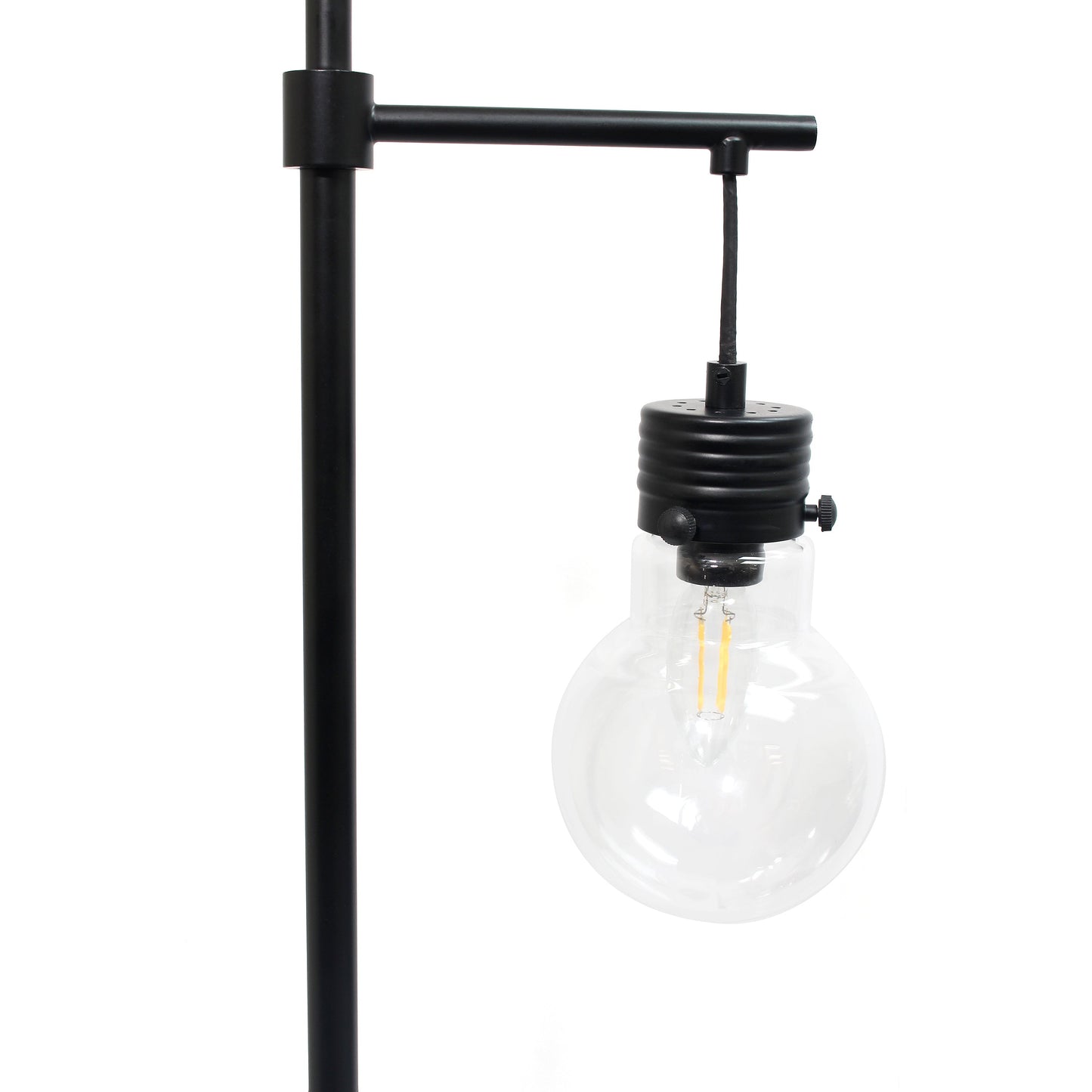 All The Rages Lalia Home Matte Black 1-Light Beacon Floor Lamp With Clear Glass Shade