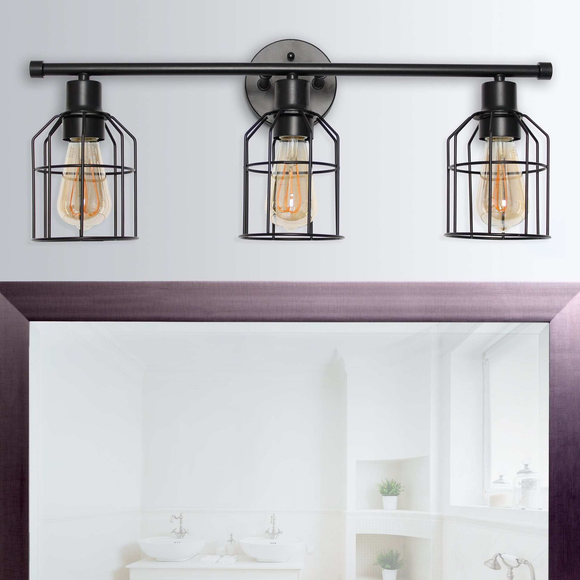 All The Rages Lalia Home Matte Black 3-Light Industrial Wired Vanity Light