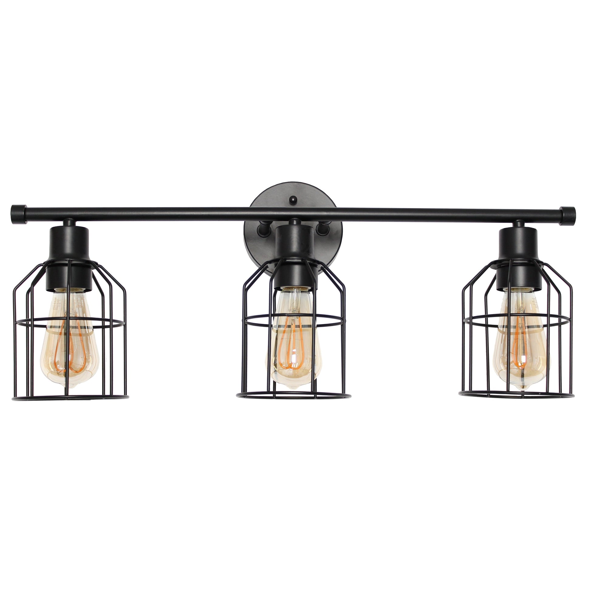 All The Rages Lalia Home Matte Black 3-Light Industrial Wired Vanity Light