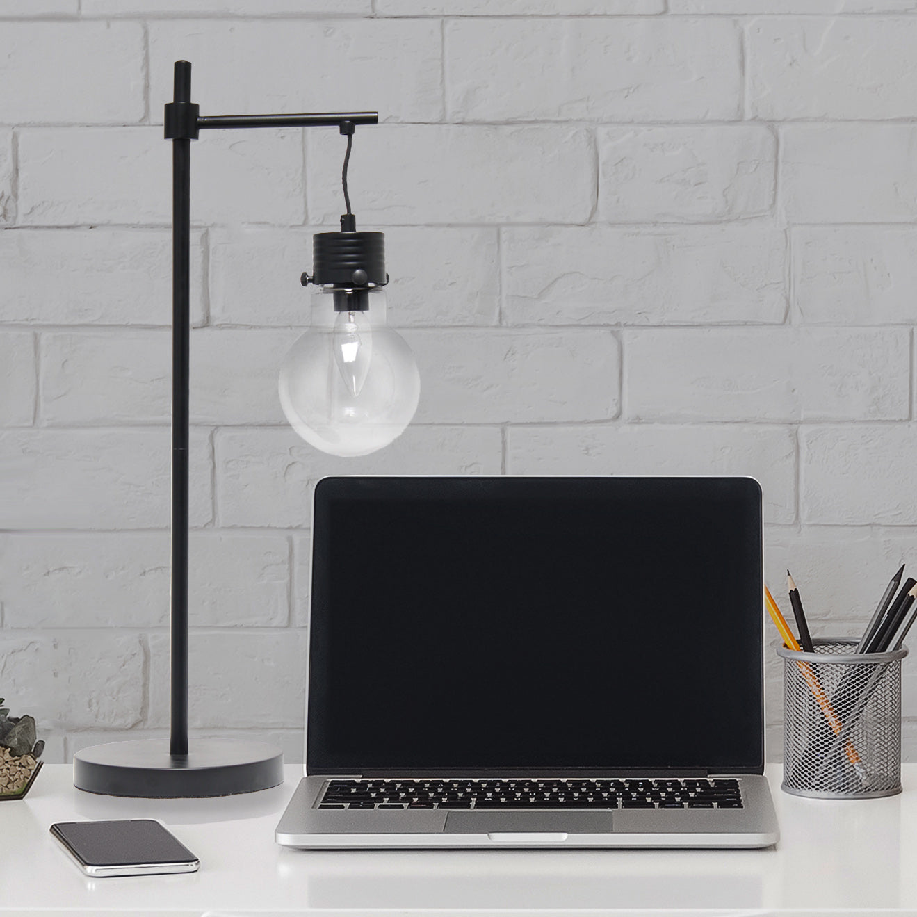 All The Rages Lalia Home Matte Black Beacon Table Lamp With Clear Glass Shade