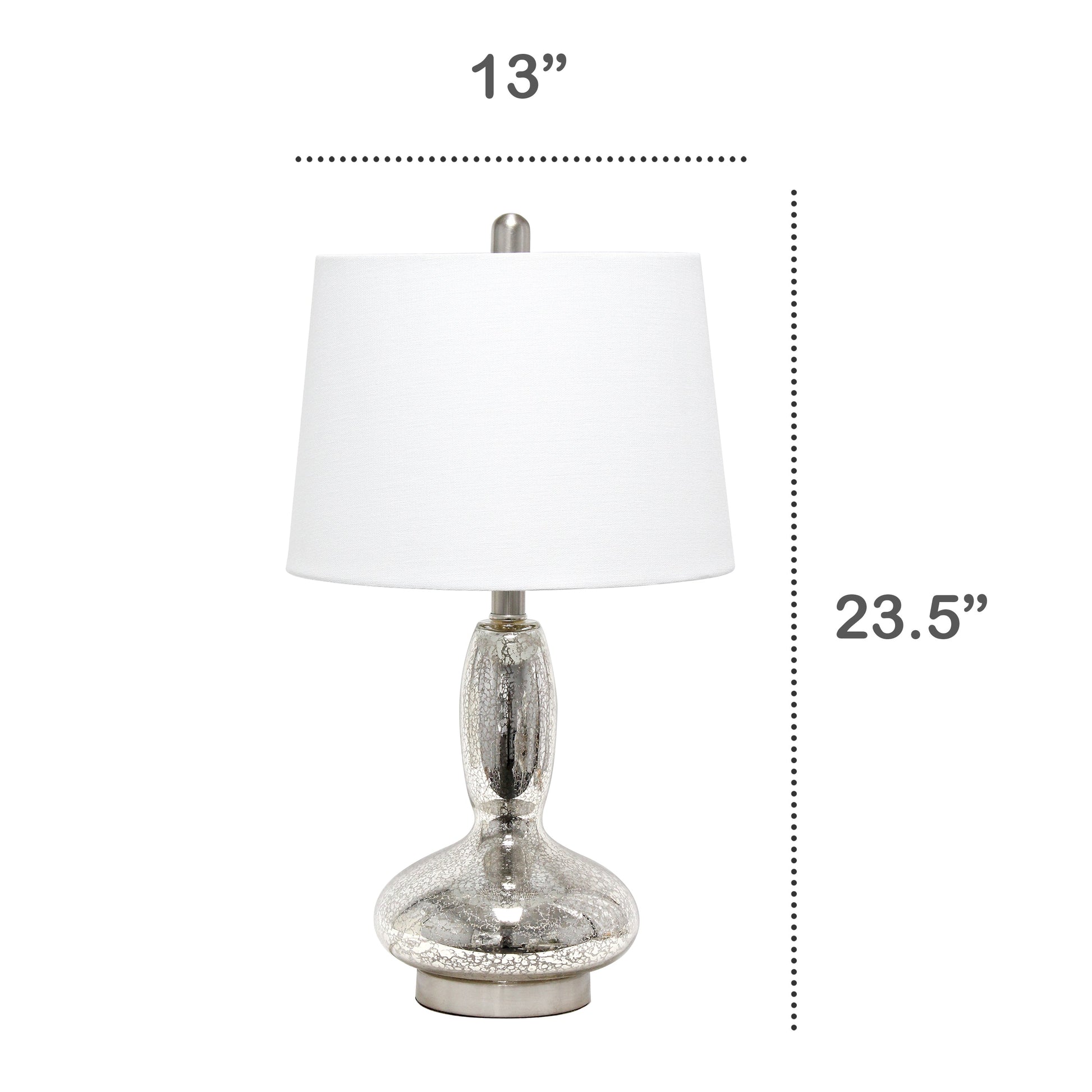 All The Rages Lalia Home Mercury Glass Dollop Table Lamp With White Fabric Shade