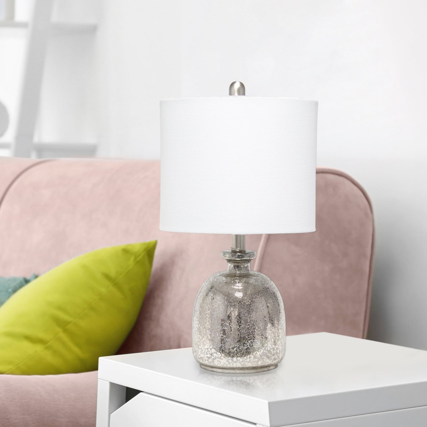 All The Rages Lalia Home Mercury Hammered Glass Jar Table Lamp With White Linen Shade