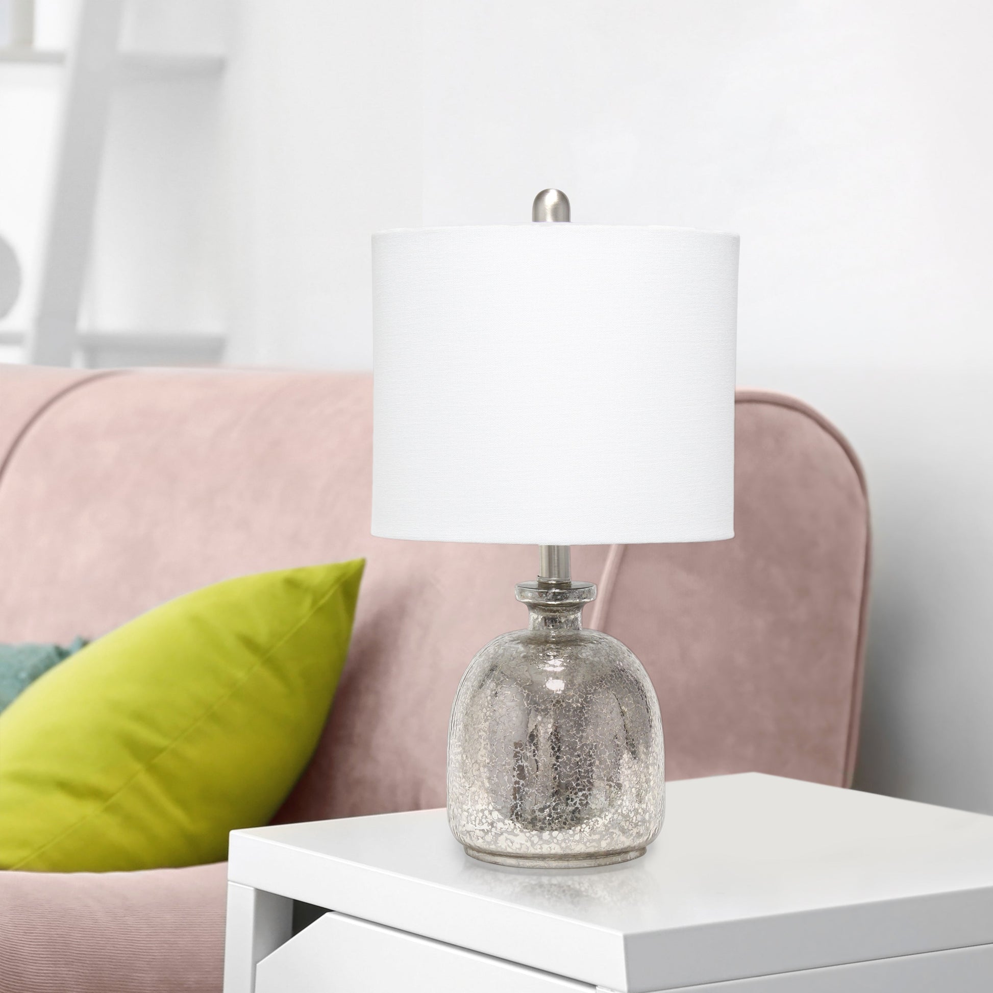 All The Rages Lalia Home Mercury Hammered Glass Jar Table Lamp With White Linen Shade
