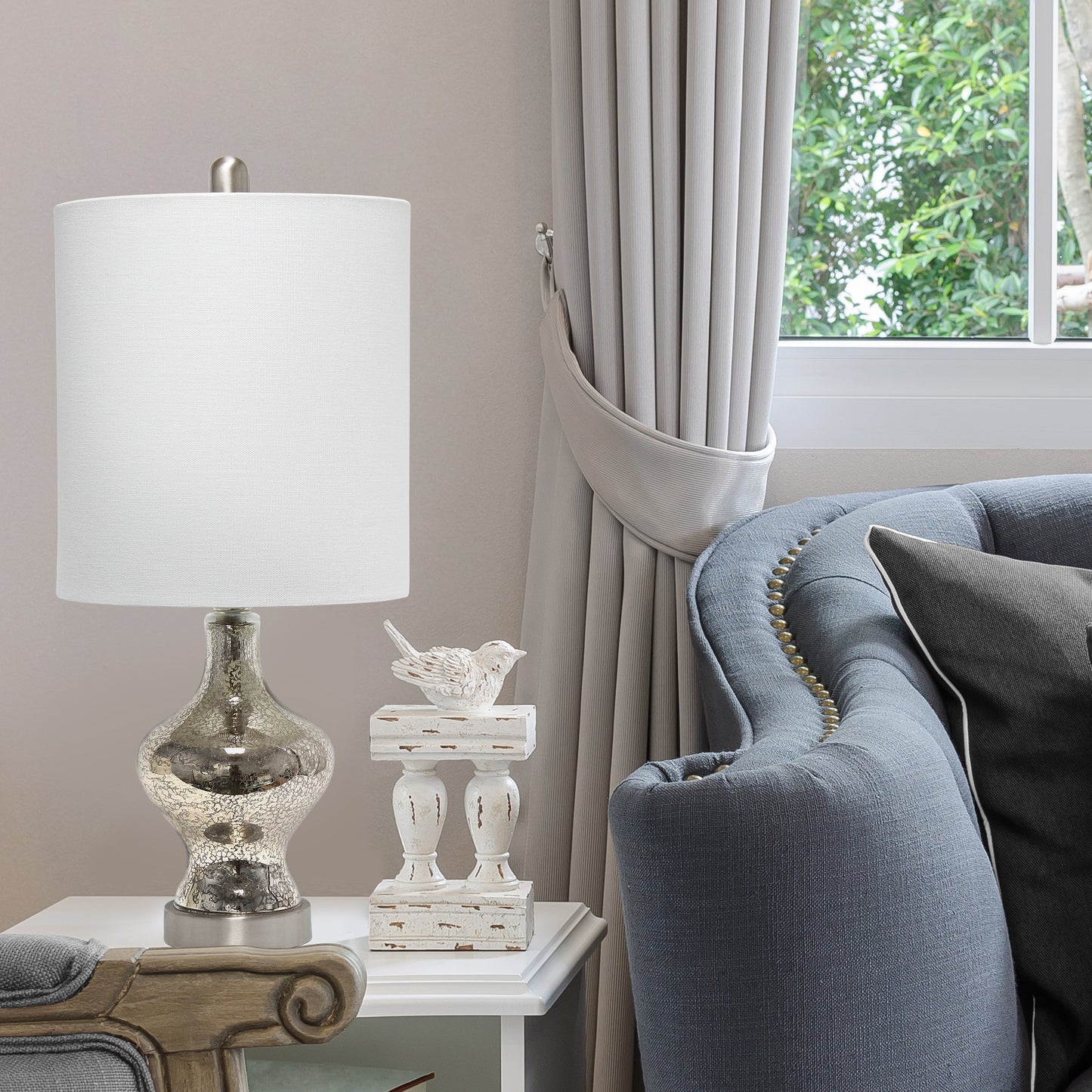 All The Rages Lalia Home Mercury Paseo Table Lamp With White Fabric Shade