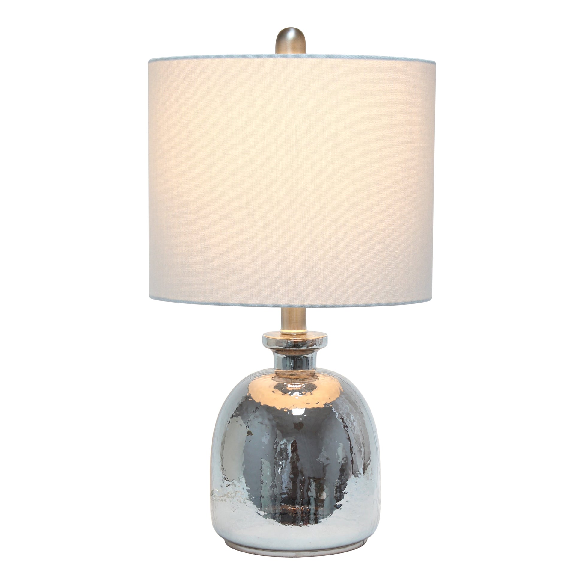 All The Rages Lalia Home Metallic Gray Hammered Glass Jar Table Lamp With Gray Linen Shade
