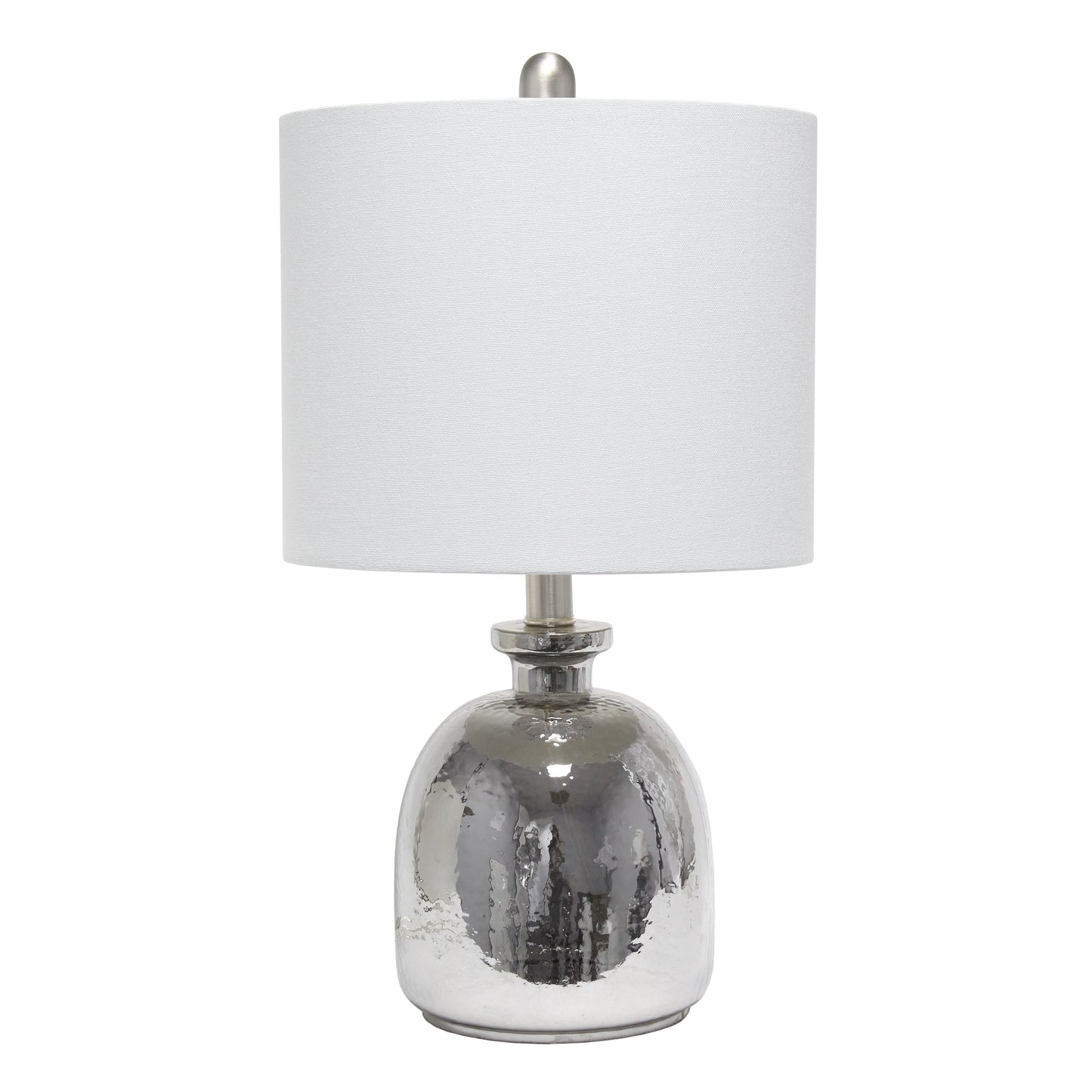 All The Rages Lalia Home Metallic Gray Hammered Glass Jar Table Lamp With Gray Linen Shade