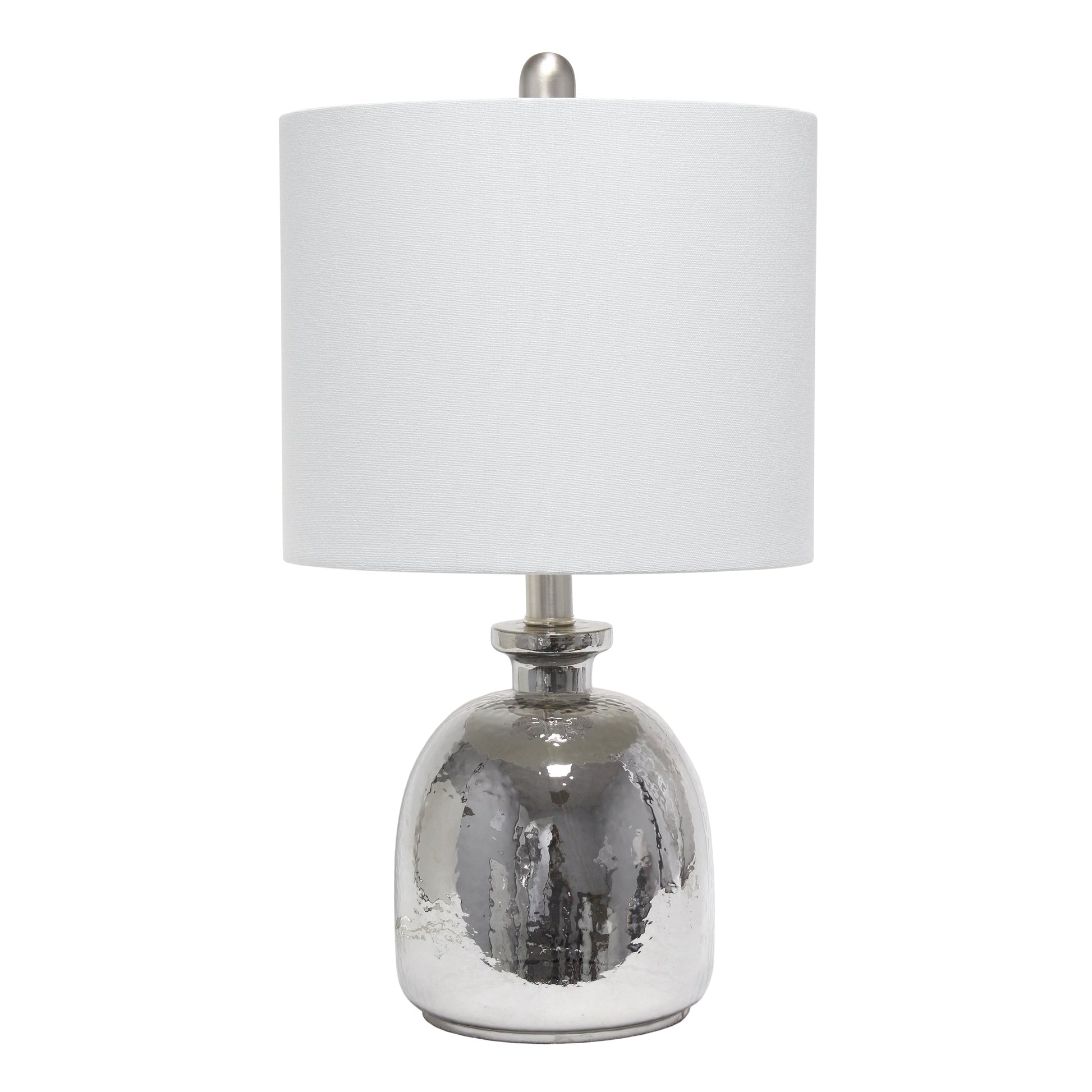 All The Rages Lalia Home Metallic Gray Hammered Glass Jar Table Lamp With Gray Linen Shade
