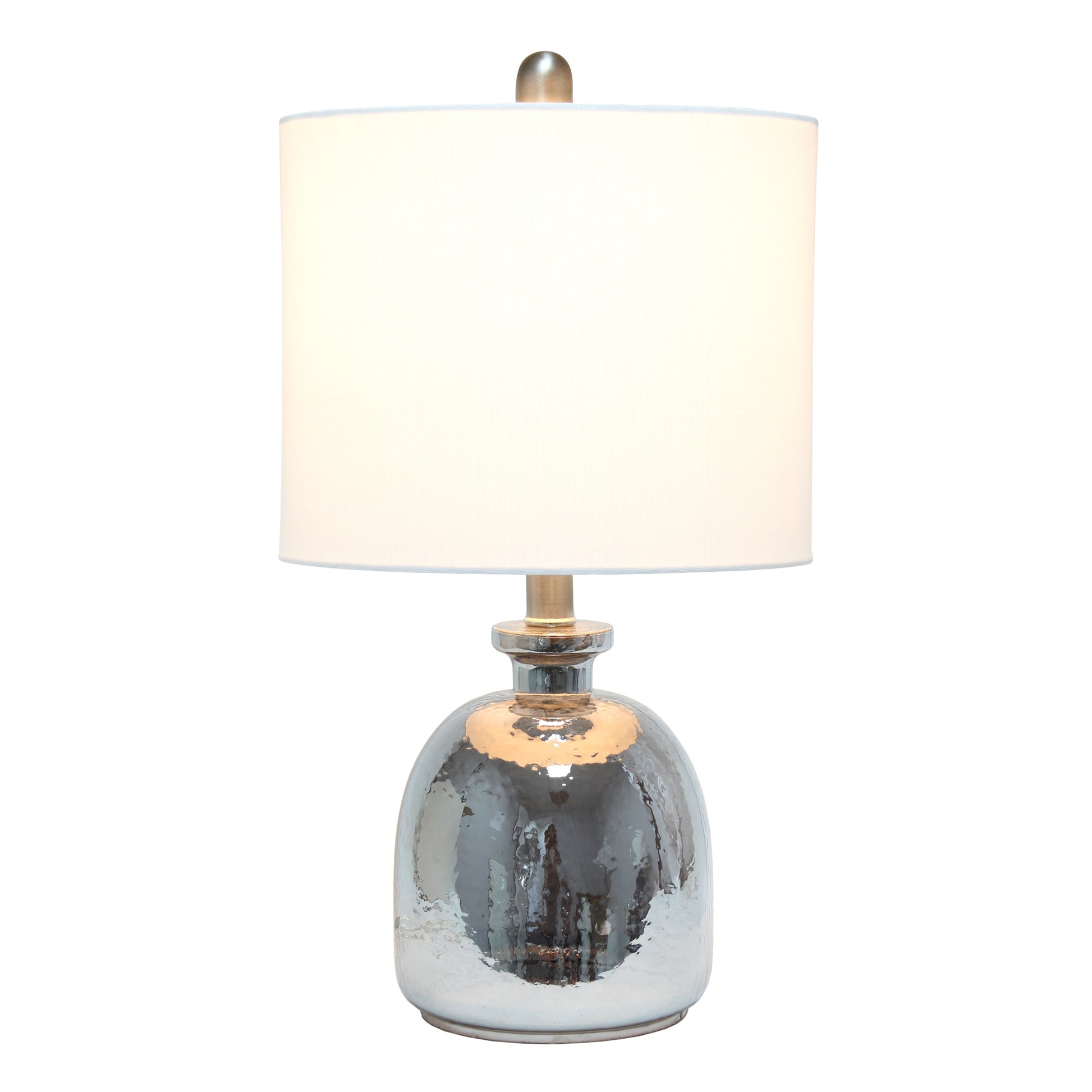 All The Rages Lalia Home Metallic Gray Hammered Glass Jar Table Lamp With White Linen Shade