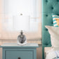 All The Rages Lalia Home Metallic Gray Hammered Glass Jar Table Lamp With White Linen Shade