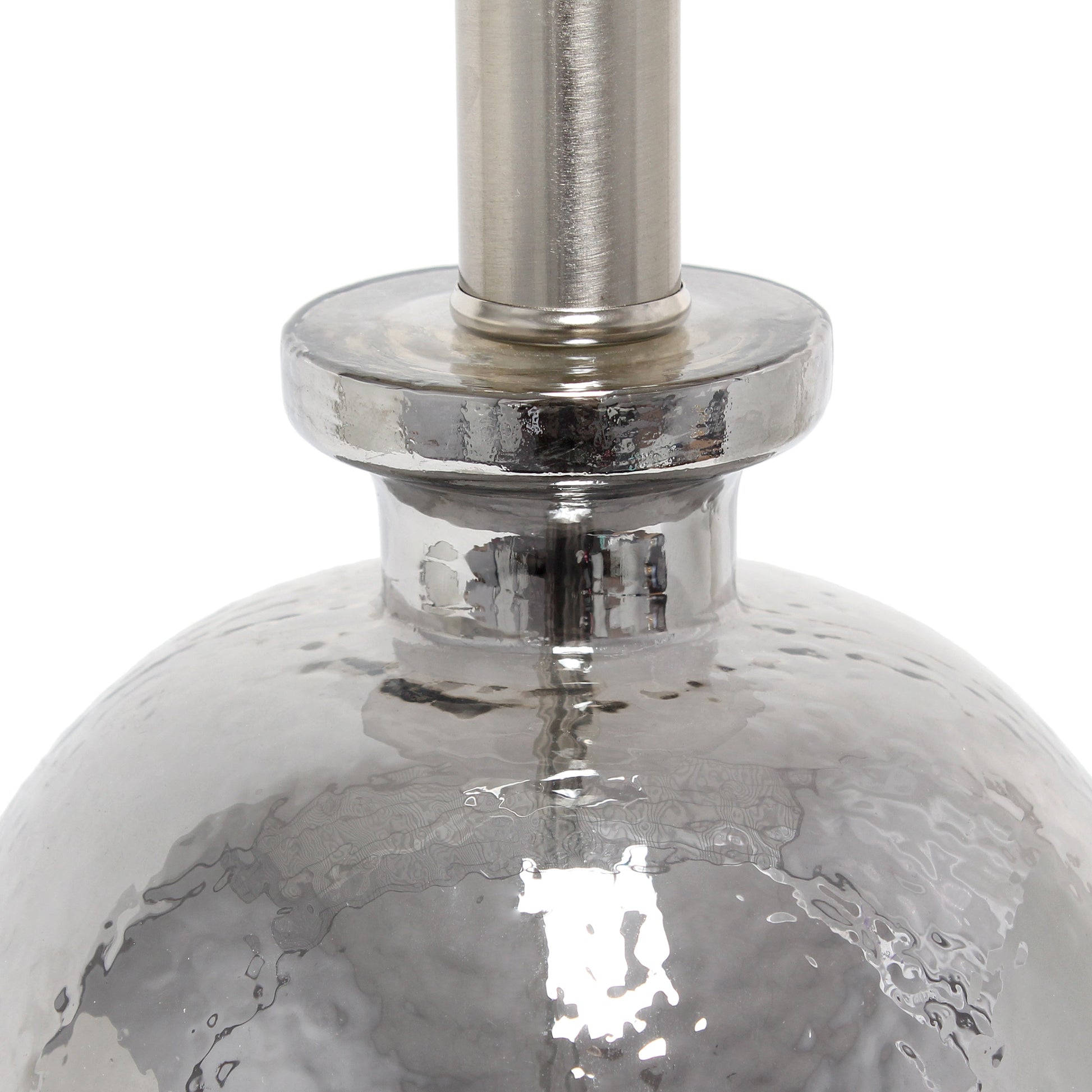 All The Rages Lalia Home Metallic Gray Hammered Glass Jar Table Lamp With White Linen Shade