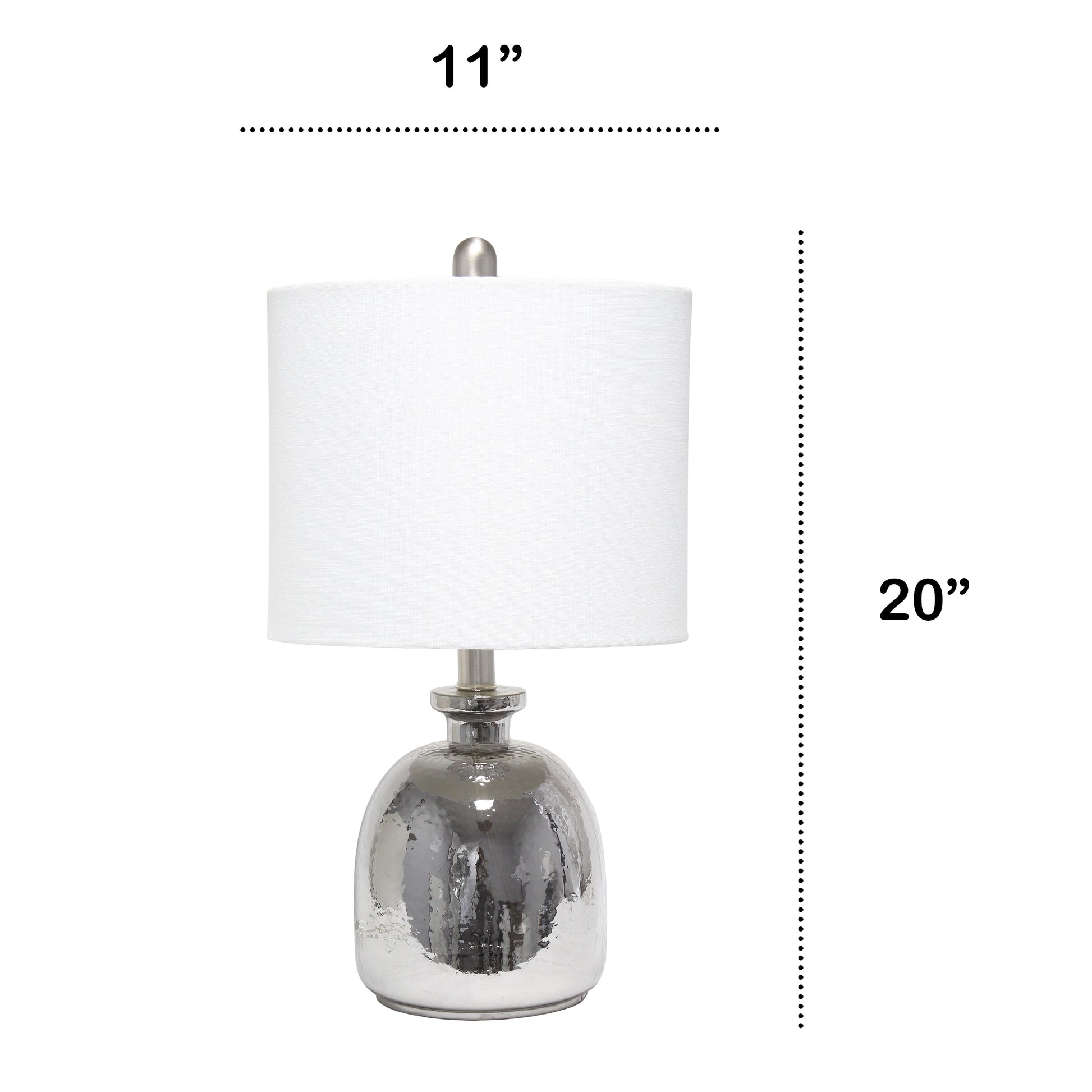 All The Rages Lalia Home Metallic Gray Hammered Glass Jar Table Lamp With White Linen Shade