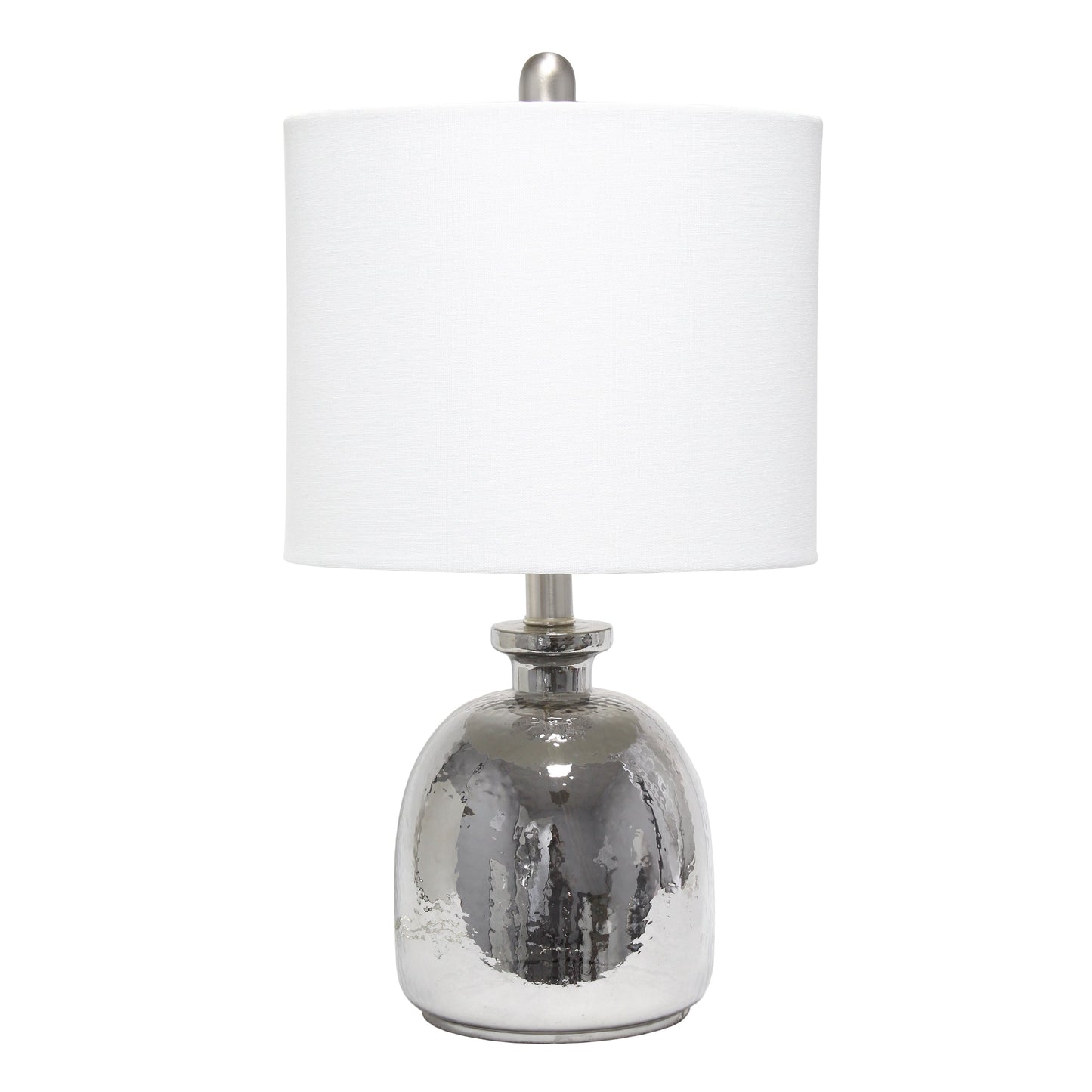 All The Rages Lalia Home Metallic Gray Hammered Glass Jar Table Lamp With White Linen Shade