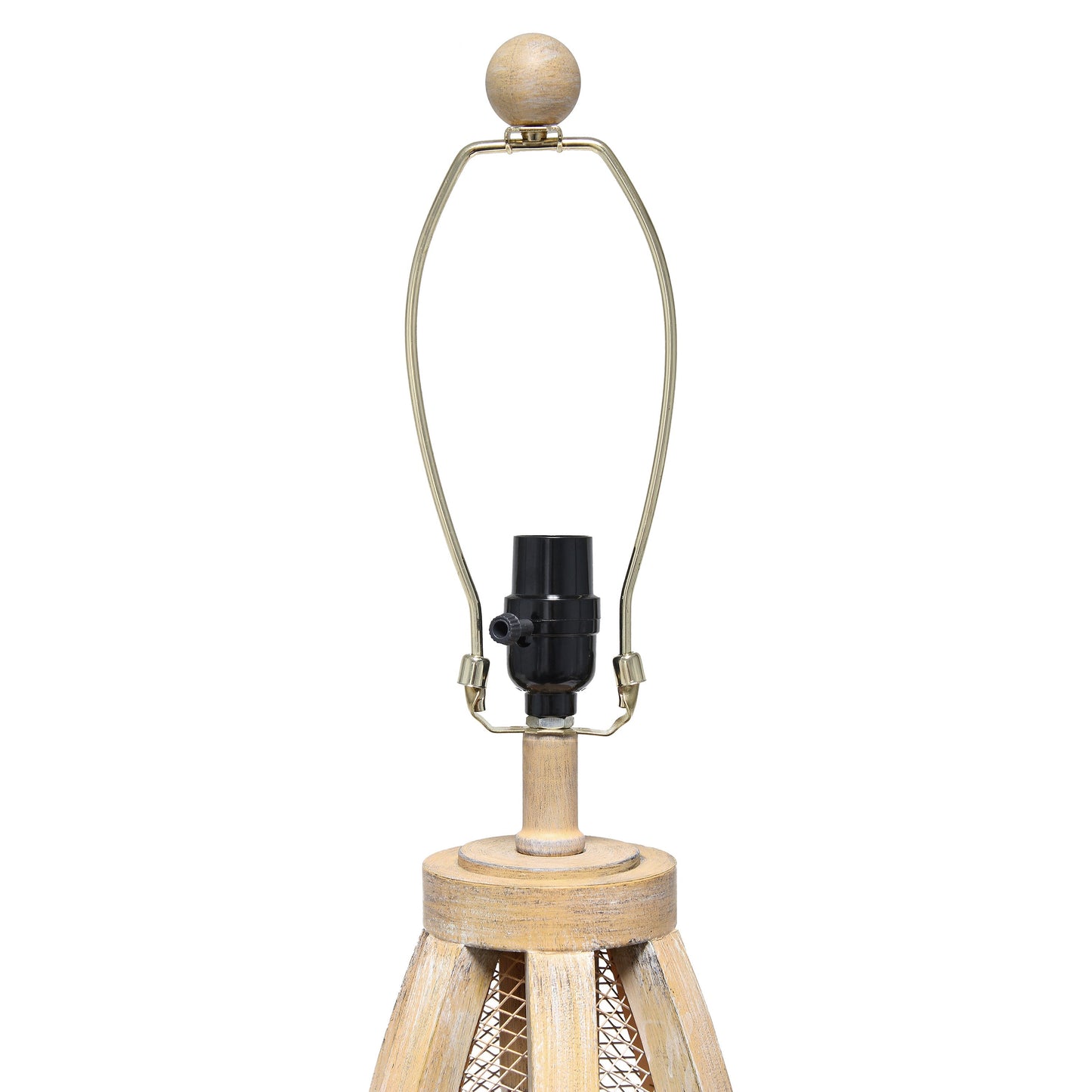 All The Rages Lalia Home Natural Wooded 2-Light Arch Farmhouse Table Lamp With White Fabric Shade
