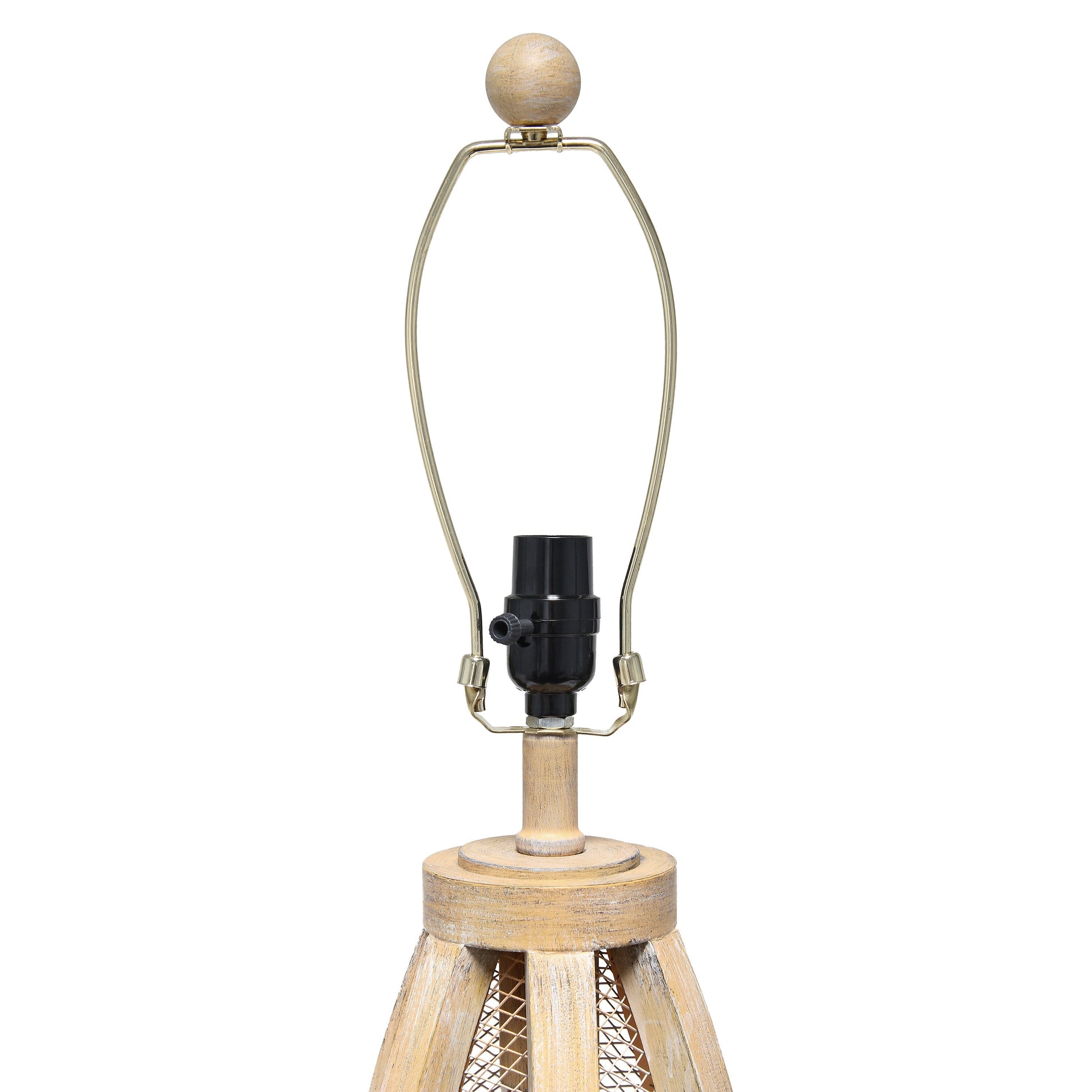All The Rages Lalia Home Natural Wooded 2-Light Arch Farmhouse Table Lamp With White Fabric Shade