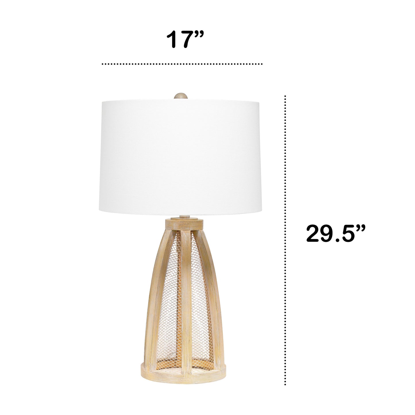 All The Rages Lalia Home Natural Wooded 2-Light Arch Farmhouse Table Lamp With White Fabric Shade