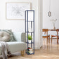 All The Rages Lalia Home Navy Column Shelf Floor Lamp With A Linen Shade