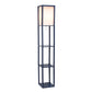 All The Rages Lalia Home Navy Column Shelf Floor Lamp With A Linen Shade