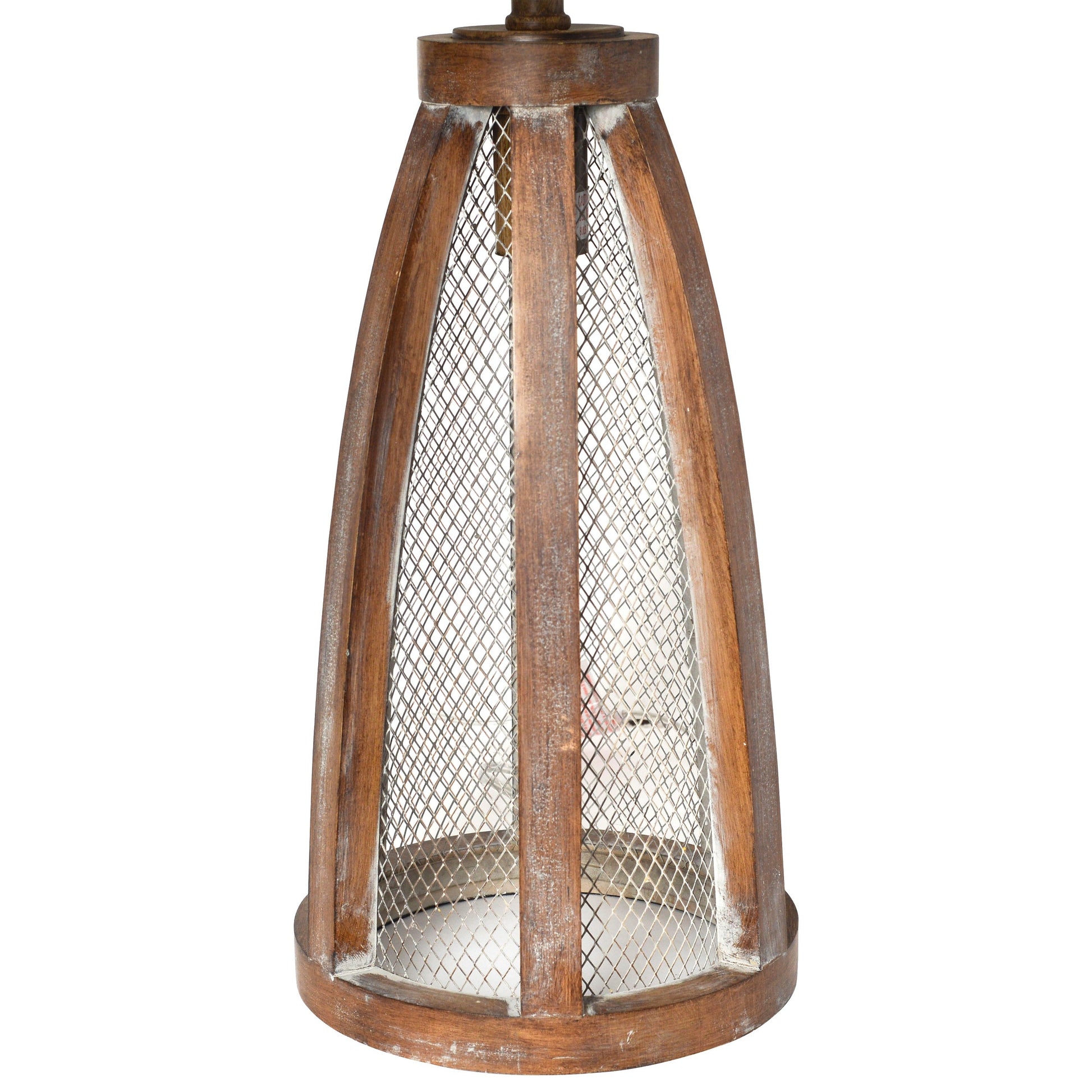 All The Rages Lalia Home Old Wood 2-Light Arch Farmhouse Table Lamp With White Fabric Shade