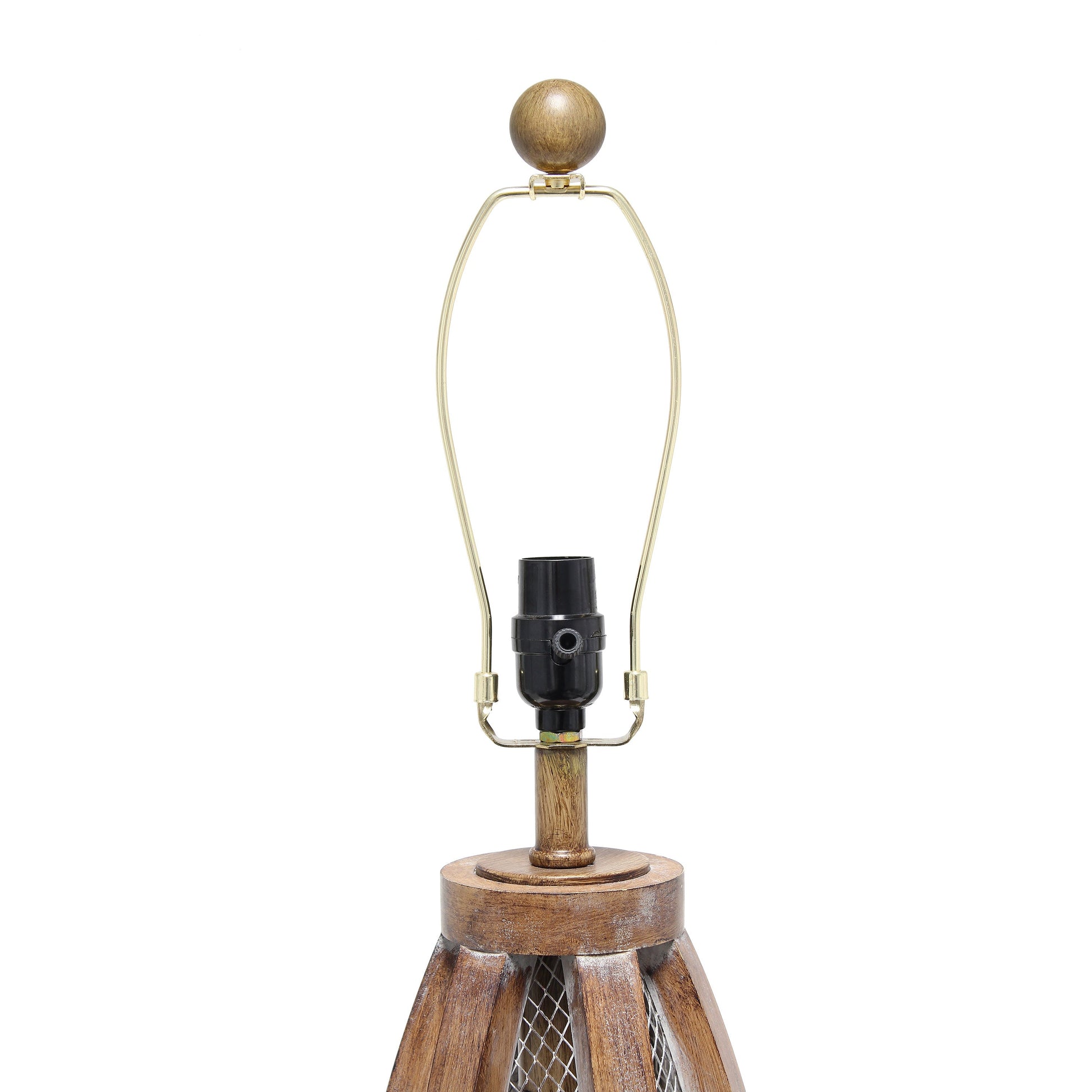 All The Rages Lalia Home Old Wood 2-Light Arch Farmhouse Table Lamp With White Fabric Shade