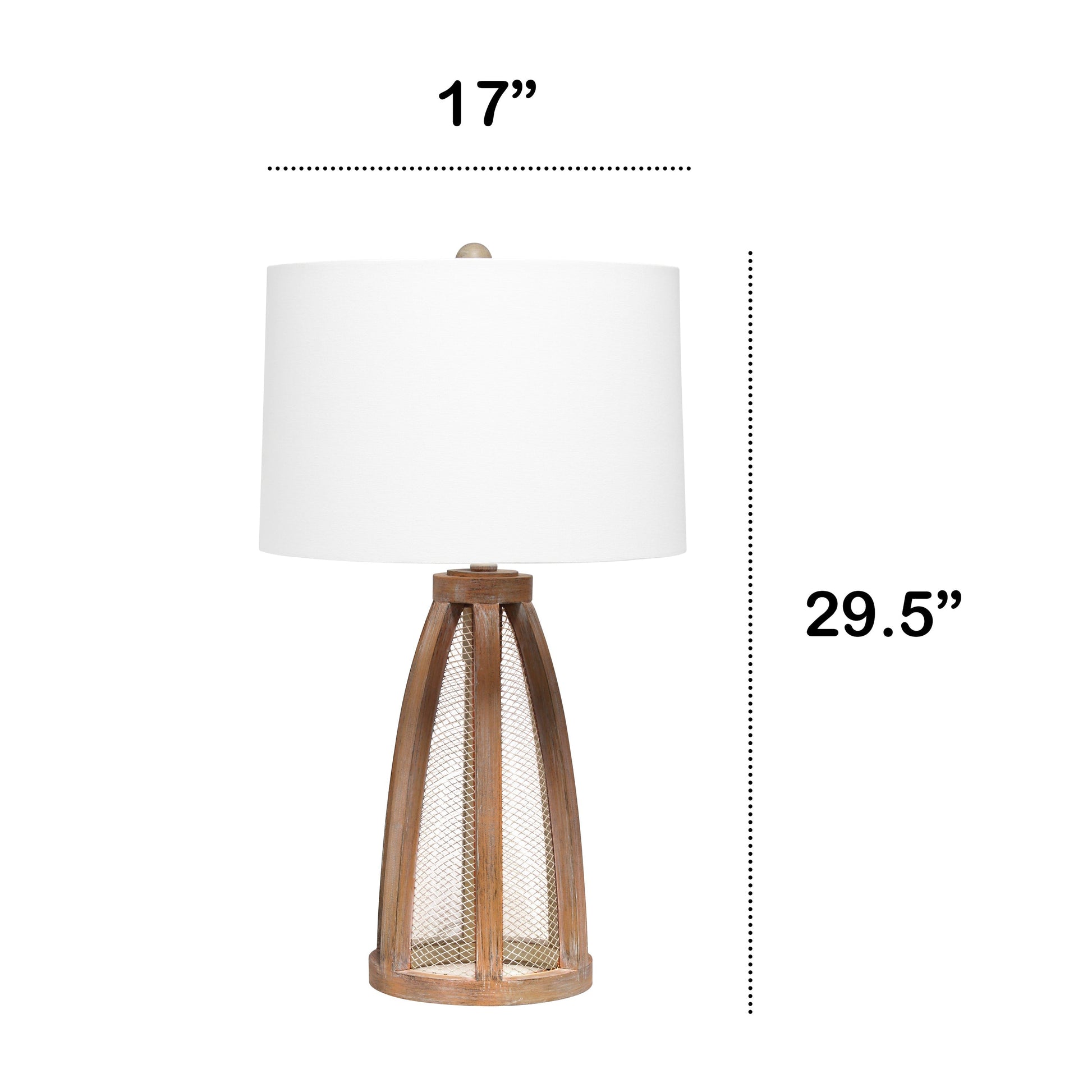 All The Rages Lalia Home Old Wood 2-Light Arch Farmhouse Table Lamp With White Fabric Shade