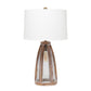 All The Rages Lalia Home Old Wood 2-Light Arch Farmhouse Table Lamp With White Fabric Shade