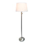 All The Rages Lalia Home Perennial Modern Manhattan Extendable Brushed Nickel Table & Floor Lamp Set With White Tapered Drum Fabric Shades