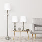 All The Rages Lalia Home Perennial Morocco Classic Brushed Steel Table & Floor Lamp Set With White Drum Fabric Shades