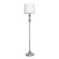 All The Rages Lalia Home Perennial Morocco Classic Brushed Steel Table & Floor Lamp Set With White Drum Fabric Shades