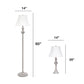 All The Rages Lalia Home Perennial Traditional Valletta Gray Table & Floor Lamp Set With White Empire Fabric Shades