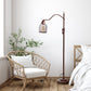 All The Rages Lalia Home Red Bronze Vintage Arched 1-Light Floor Lamp With Iron Mesh Shade