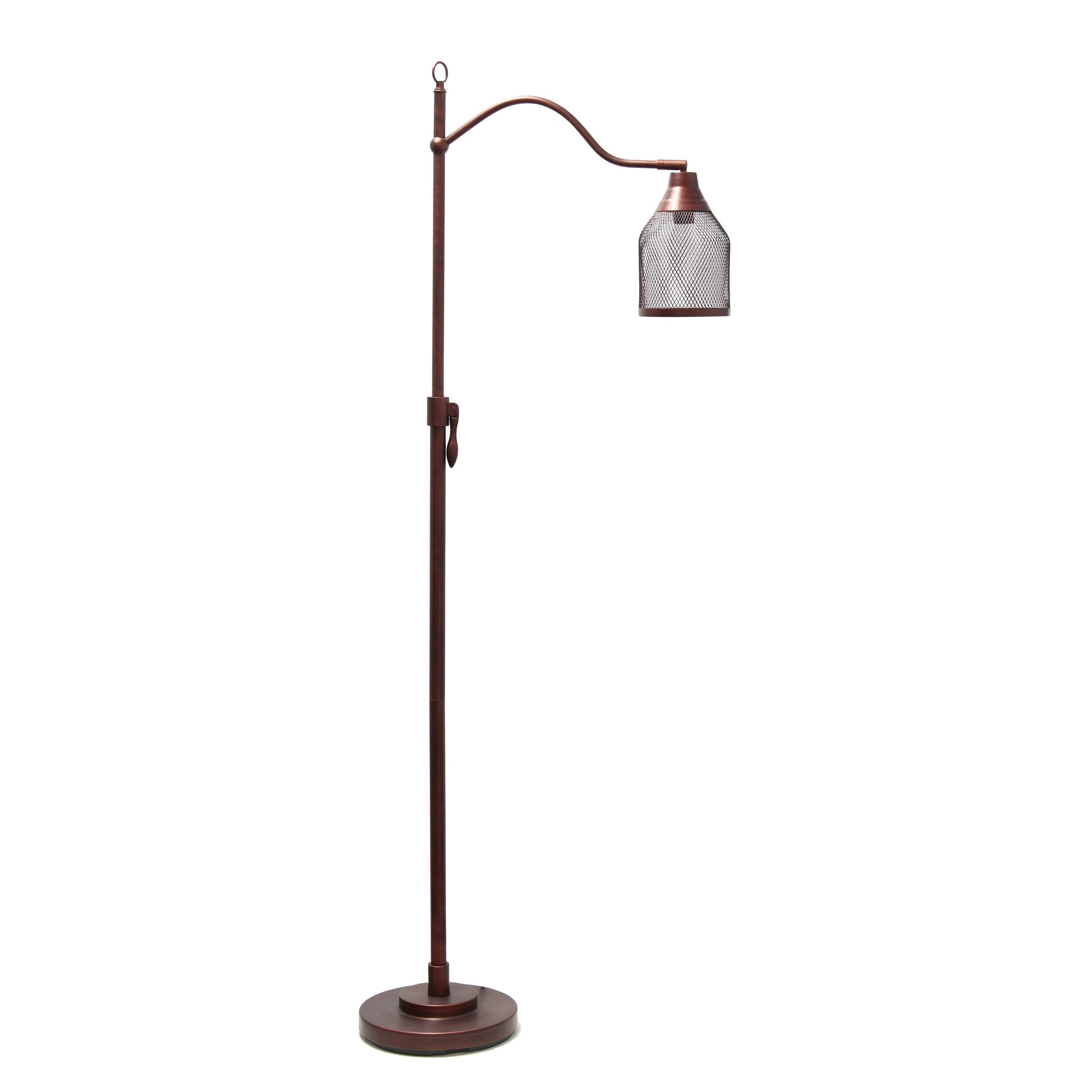 All The Rages Lalia Home Red Bronze Vintage Arched 1-Light Floor Lamp With Iron Mesh Shade