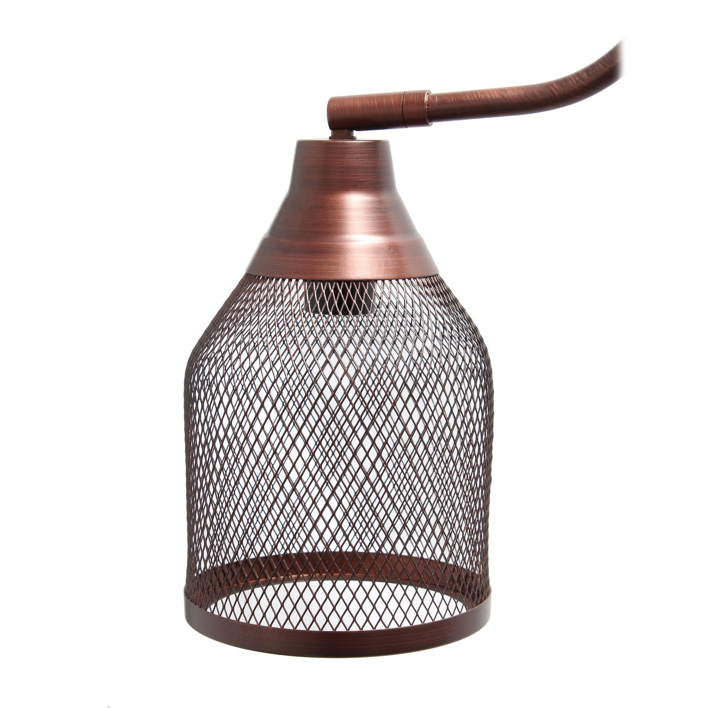 All The Rages Lalia Home Red Bronze Vintage Arched 1-Light Floor Lamp With Iron Mesh Shade